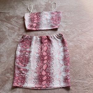 pink snakeskin print 2 piece set